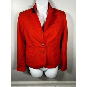 J CREW Schoolboy Wool Blazer Jacket Crest Button Orange Style 48682 Sz 0